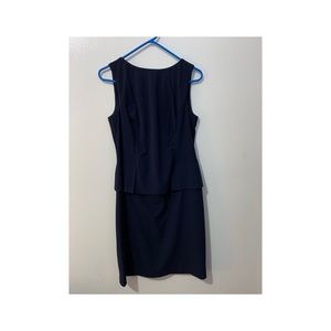 Dark Navy Blue mid length peplum dress